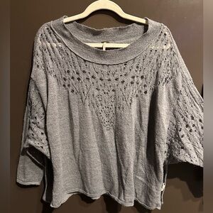 Free People Gray Knit Sweater Oversized Wool Size Extra Small